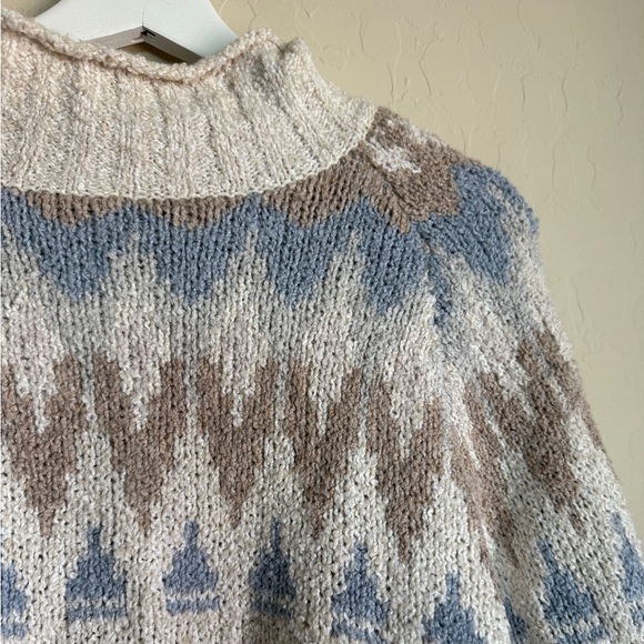 American Eagle Fair Isle Fisherman Cream Oatmeal Women’s Sweater Large - Picture 4 of 12